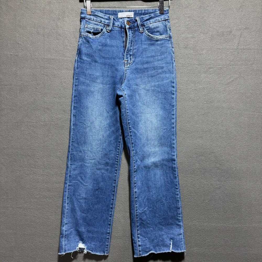 Vervet High Rise Stretch Distressed Frayed Leona Wide Legged Jeans size 26